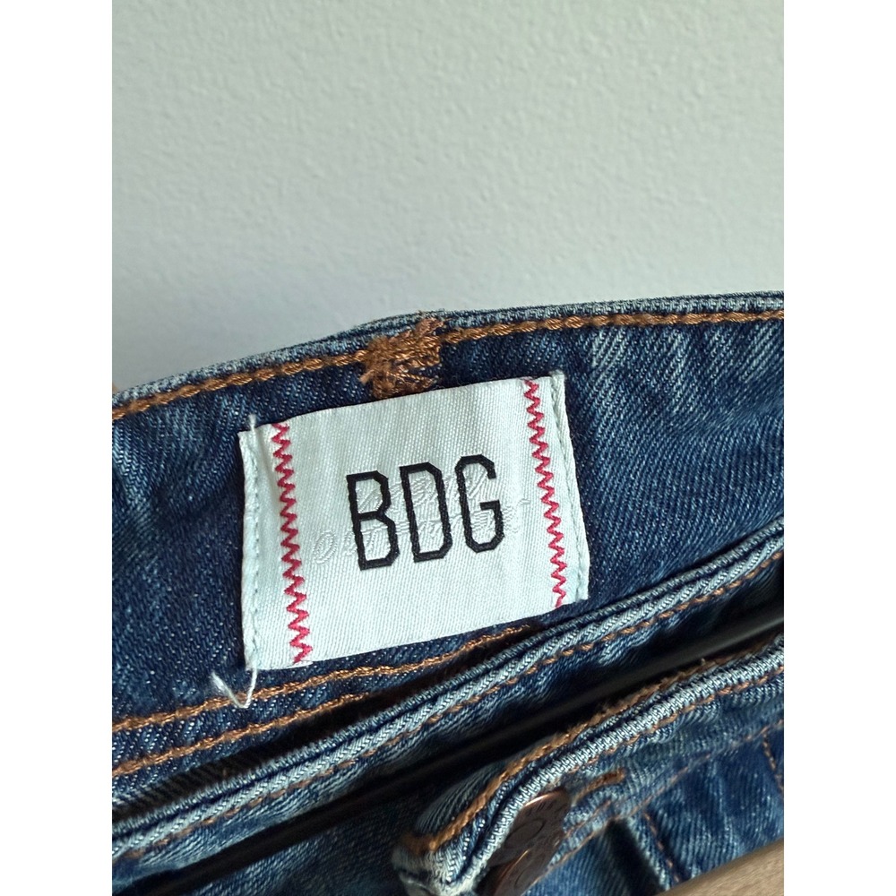 BDG Pleated Denim Mini Skirt Low Rise Blue Cotton Y2K Micro Skirt S Drop Hem - Picture 5 of 7